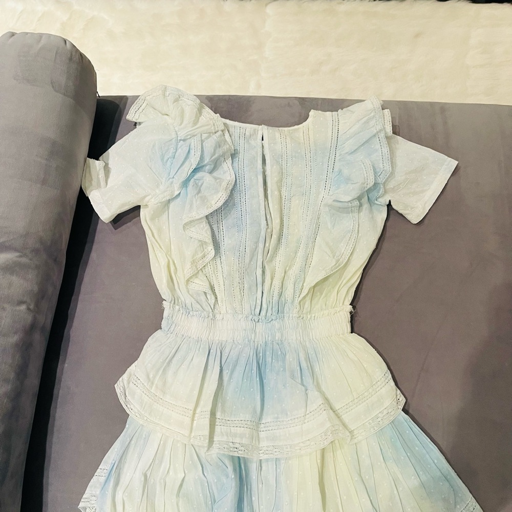 LoveShackFancy Blue and White Mini Dress